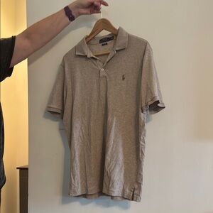 Polo by Ralph Lauren Tan Polo Shirt with Classic Collar and Embroidered Logo